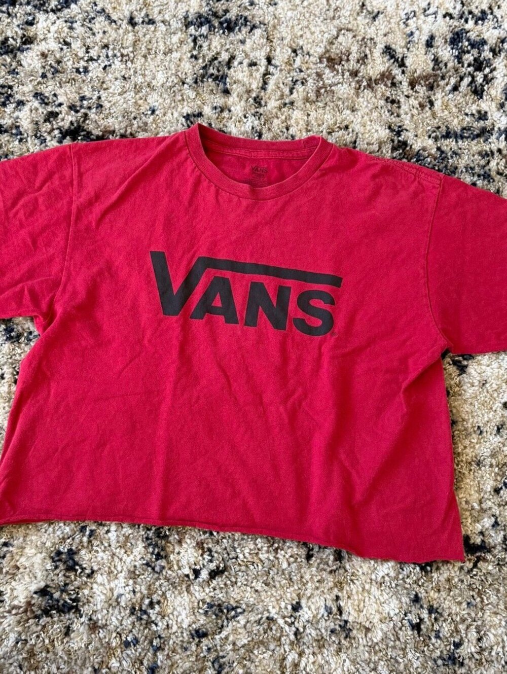Vans Red Cropped Logo Tee Shirt M